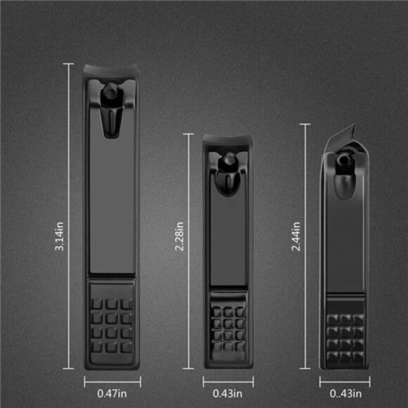 3-Piece Black Stainless Steel Precision Nail Clipper Set for Finger & Toe Nails - Picture 3 of 6